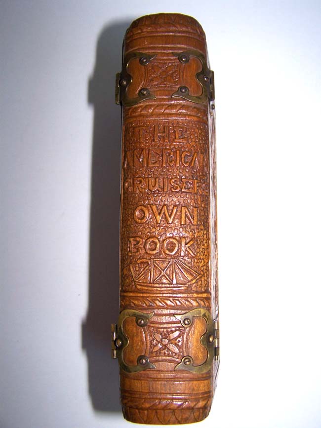  A rare 19th century carved Wood Three Piece Book Cover for "The American Cruisers Own Book" by Capt. George Little, 1846. — image 2